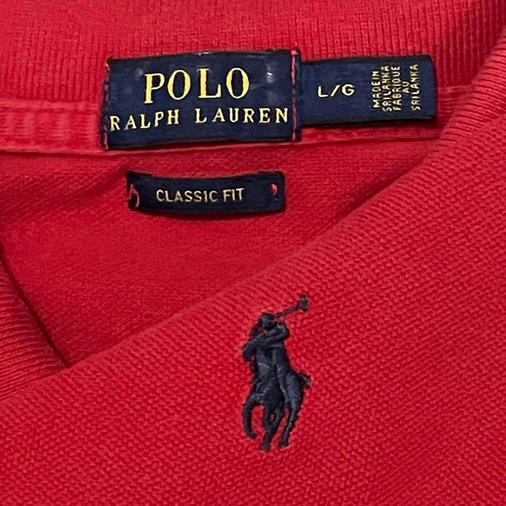 Polo Ralph Lauren Boys Large Polo Shirt Red Classic Fit Preppy Short Sleeve